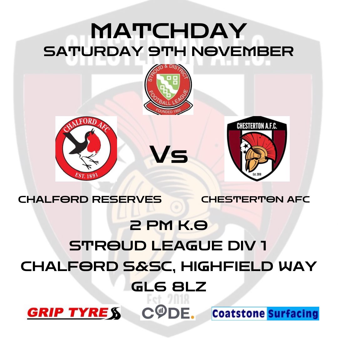 Back in action today and hoping to build on last weeks 4-2 win.
Today’s game is an away trip to mid-table Chalford Reserves. UTC!

#chestertonafc #chezzie #utc #football
