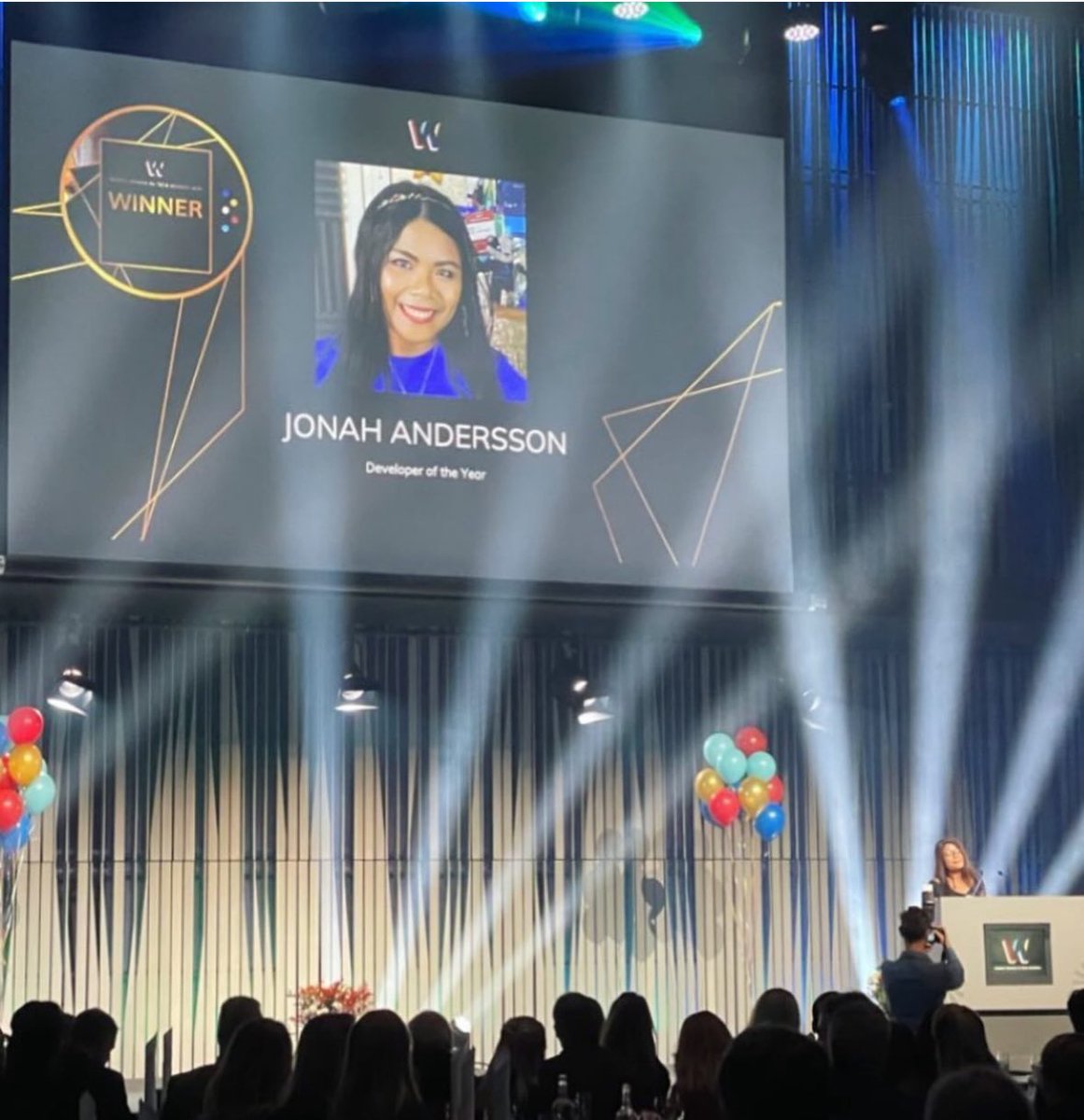 cjkodare's tweet image. A memory in Iceland from 1 year ago today. I represented Sweden as a finalist. 

This was me on stage giving a speech after I was announced winner 
🏆 Developer of the Year 2023 at @NWITawards 🎉

#nwita23 #womenintech #developeroftheyear