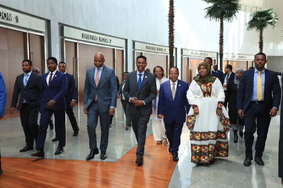 yasminw101's tweet photo. The 15th African Continental Free Trade Area  #AfCFTA Council of Ministers meeting is officially opened by HE Amb Taye Atske Selassie President of Ethiopia. https://t.co/S1f6SbsILN