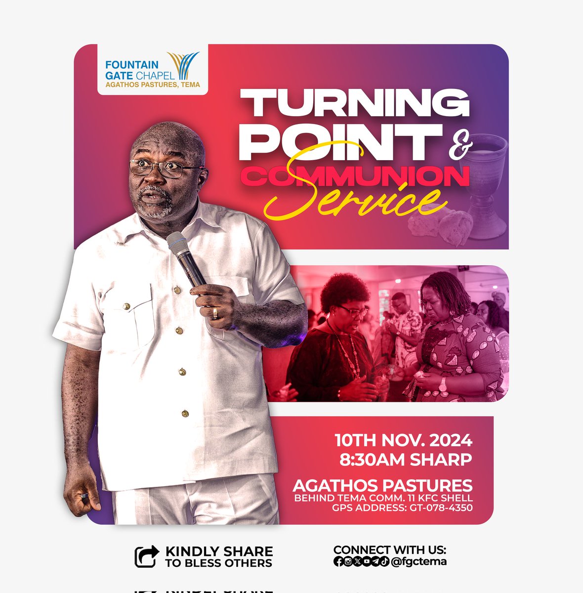 fgctema's tweet image. For a truly genuine experience of the presence of God, join us at the Agathos Pastures for #TurningPointService this Sunday, 10th November, at 8:30am. It is also our Communion Service. God bless you.

#AgathosPastures
#agathosMEDIA
#SOULWinning