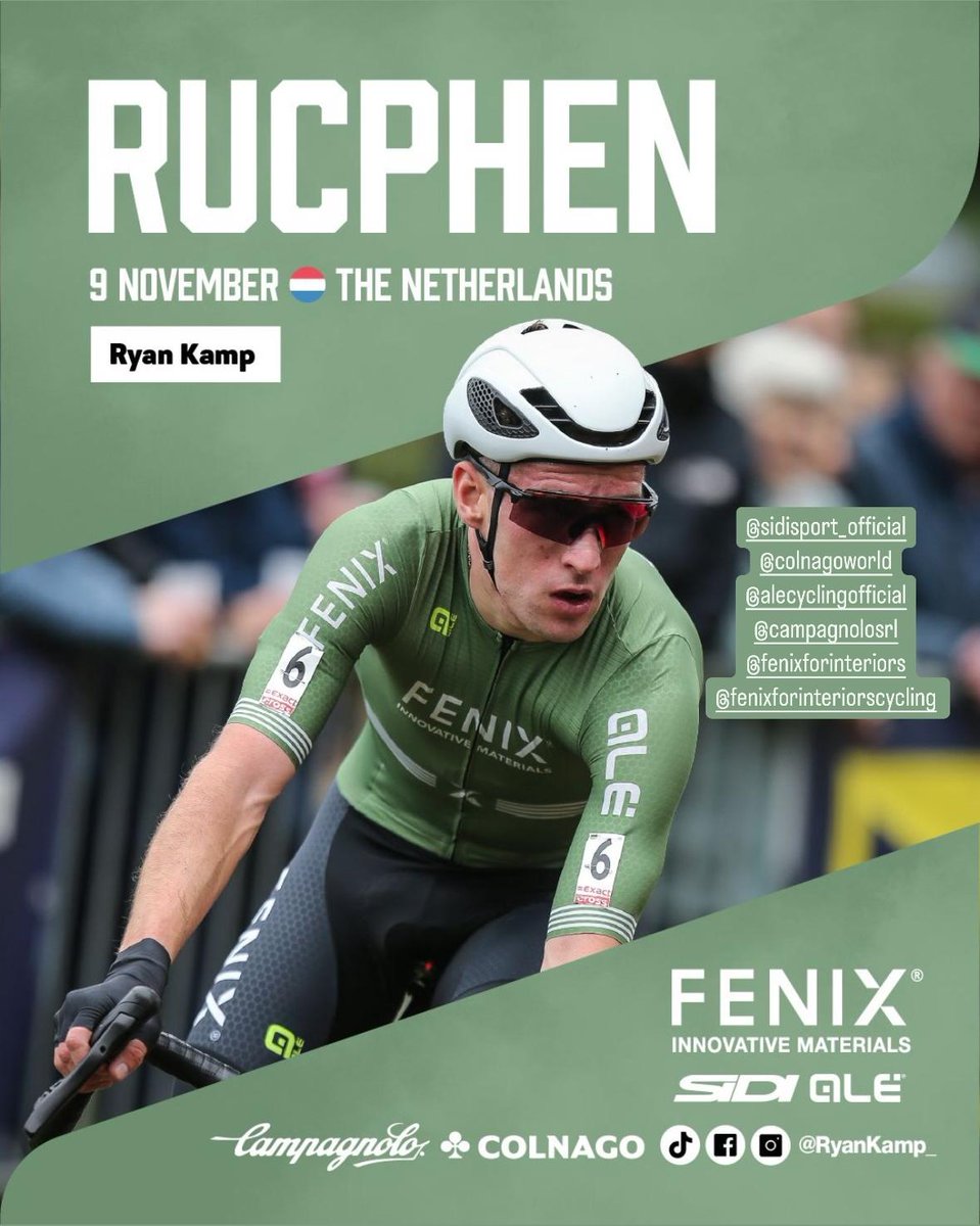 RACEDAY!! Allemaal naar <a href="/ccrucphen/">Cyclocrossrucphen</a> en moedig onze held <a href="/_ryankamp/">Ryan Kamp</a> aan!! Start: 15.00u! Alle info op: cyclocrossrucphen.nl!! Wees erbij! Ook leuk om in cross sfeer te komen: luister <a href="/PodcastDeCross/">Podcast De Cross</a> ! ➡️ open.spotify.com/episode/4U83Cb… #cyclocross #cxrucphen #cx