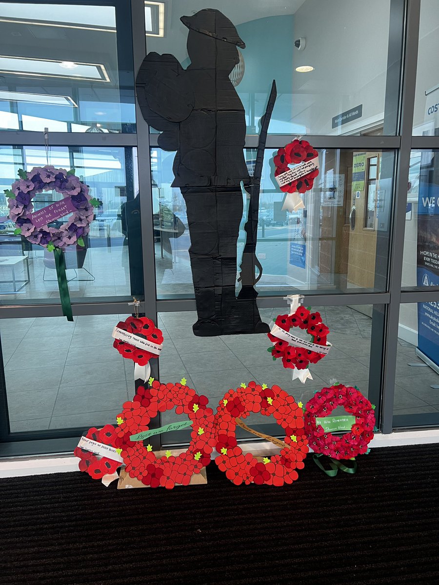 The lads on Churchill ward really enjoyed making handmade wreathes and a soldier  for Remembrance Day. Some lovely words written by our patients to display in reception❤️