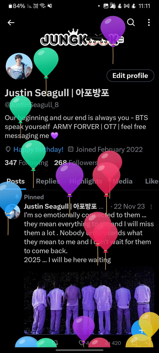 JustinSeagull_8's tweet photo. Happy birthday to me 

( Sorry for not being online but I kept supporting our boys 💜) https://t.co/i9glDHWoic