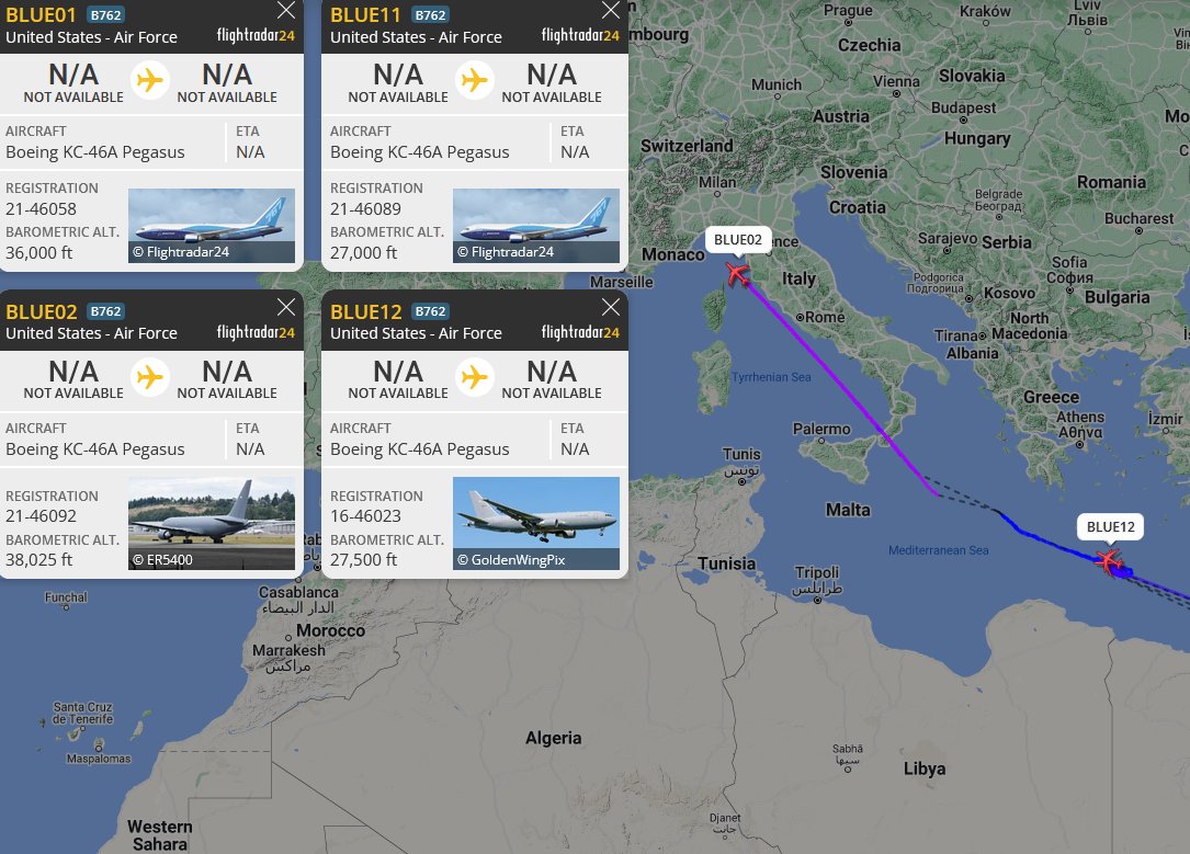 SirListenalot's tweet image. #KC46's #BLUE01-02 &amp;amp; #BLUE11-12 from Prince Sultan, KSA to Mildenhall picked up "SJ" #F15's #TABOR31-36 &amp;amp; #TABOR41-44 from Muwaffaq Salti, Jordan for Aviano
