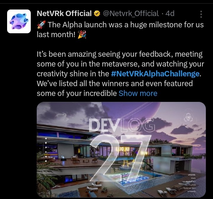 CharlesDin1521's tweet photo. GM βοΈ #Crypto family.
It's a great weekend to reflect on the @NetVRk_Official's just concluded #NetVRkAlphaChallenge launch last month.
This has been an interesting contest, and participants came up with incredible and exceptional graphical skills & creativity which has been adopted by the team.
A huge congratulations π to the winner π@lassiegurl16 who blew everyone away with a masterpiece design worthy of the top spot.
I look forward to the next edition and more exciting programs to keep the community stirred up.
#Web3gaming #metaverse