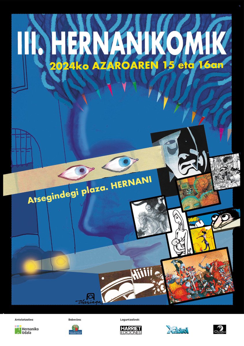 🗨️#Hernanikomik24 
Azaroaren 15 eta 16an 
🕒Ostirala/larunbata 
🗨️ komiki postuak eta aurkezpenak
#komikiaeuskaraz nagusi 
labur.eus/NCtrl
#komikia #komikiak
🗨️Antolatzaileak:
<a href="/hernanikoudala/">Hernaniko Udala</a> <a href="/libhernani/">Hernani Liburutegia</a>