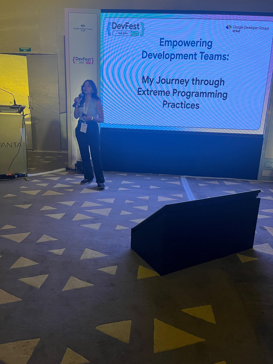 gdg_nd's tweet image. Parul, Senior Software Engineer at Principal, is sharing her journey in "Empowering Development Teams: My Journey through Extreme Programming Practices"! 🚀💻 
#ExtremeProgramming #TeamEmpowerment #TechTalks #TechEvents #GDGNewDelhi #DevFest2024 @gdgcloudnd