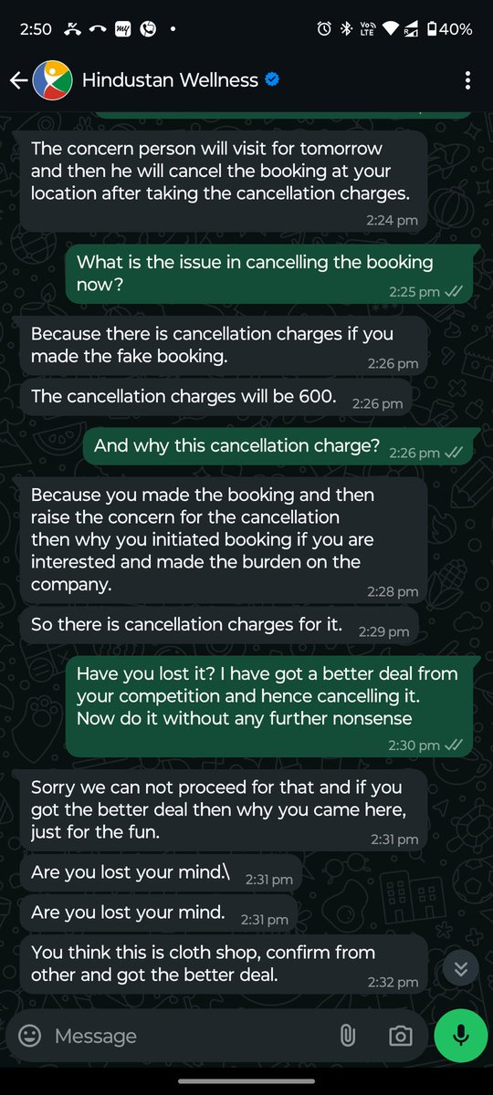nikeshm91's tweet photo. @HindustanHealth what kind of WhatsApp chat support agents have u hired? The agent doesn't have a basic manner and ethics as to how to talk to a customer! I am attaching the screenshots of a chat with your agent, have a look. https://t.co/OQ7xtKV6YZ