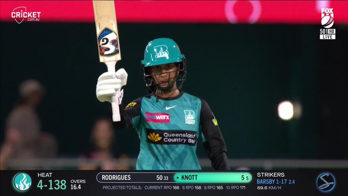 Fifty up for Jemimah 👏 📹 Credits: Twitter/WBBL