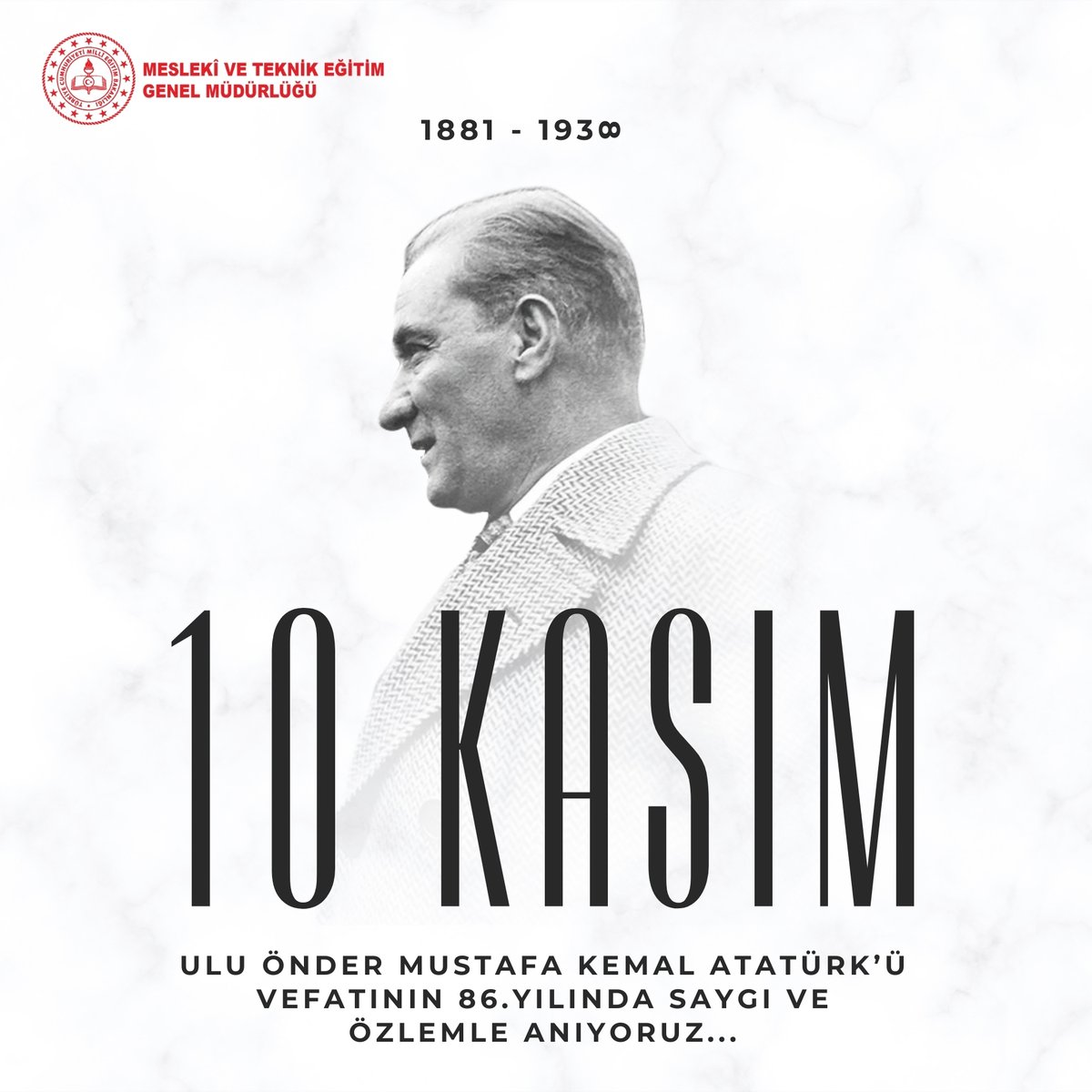 tcmeb_mtegm's tweet photo. Ulu Önder Mustafa Kemal Atatürk'ü Vefatının 86. Yılında Saygı ve Özlemle Anıyoruz.. https://t.co/lhfoZQcBdF