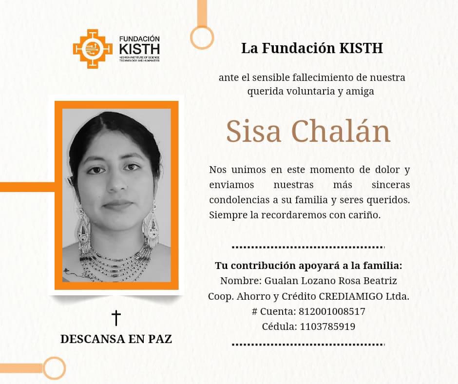 simone_belli_'s tweet photo. Lamento profundamente recibir esta triste noticia. Hemos perdido a una investigadora excepcional y una persona admirable. Que la tierra te sea leve, querida @SisaChalan 🥀 Te recordaremos siempre con cariño y respeto. https://t.co/zxc7GyUXwJ