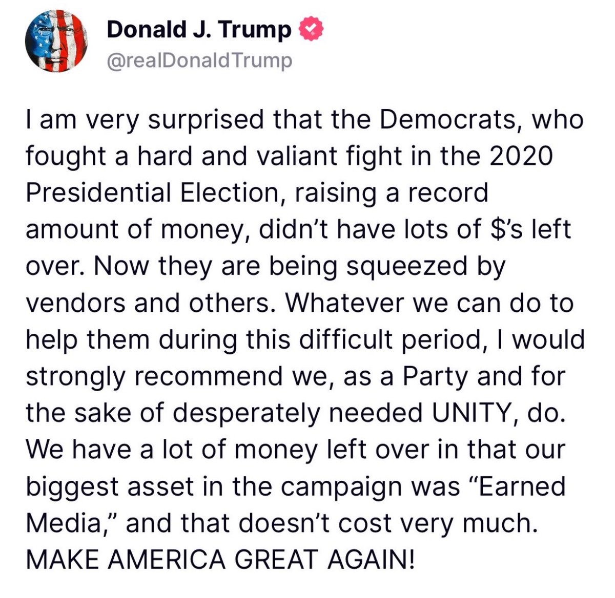 iAnonPatriot's tweet photo. What a BOSS move. 

Donald Trump is offering to pay off the Harris Campaigns debt. 👀 https://t.co/olO7qoOoYL