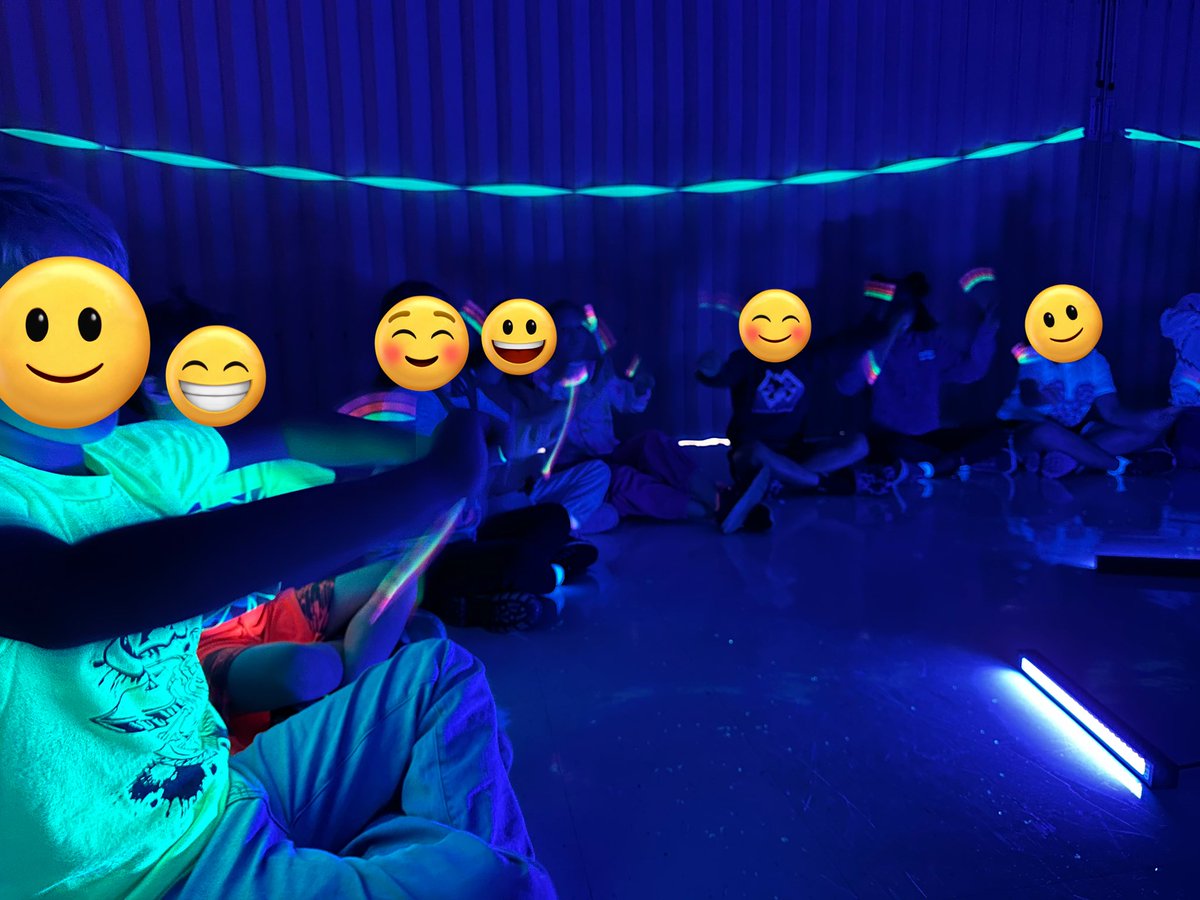 Last week’s Glow Music was a hit!  Practicing steady beat, rhythm duration, form, and more. #WeAreVPA