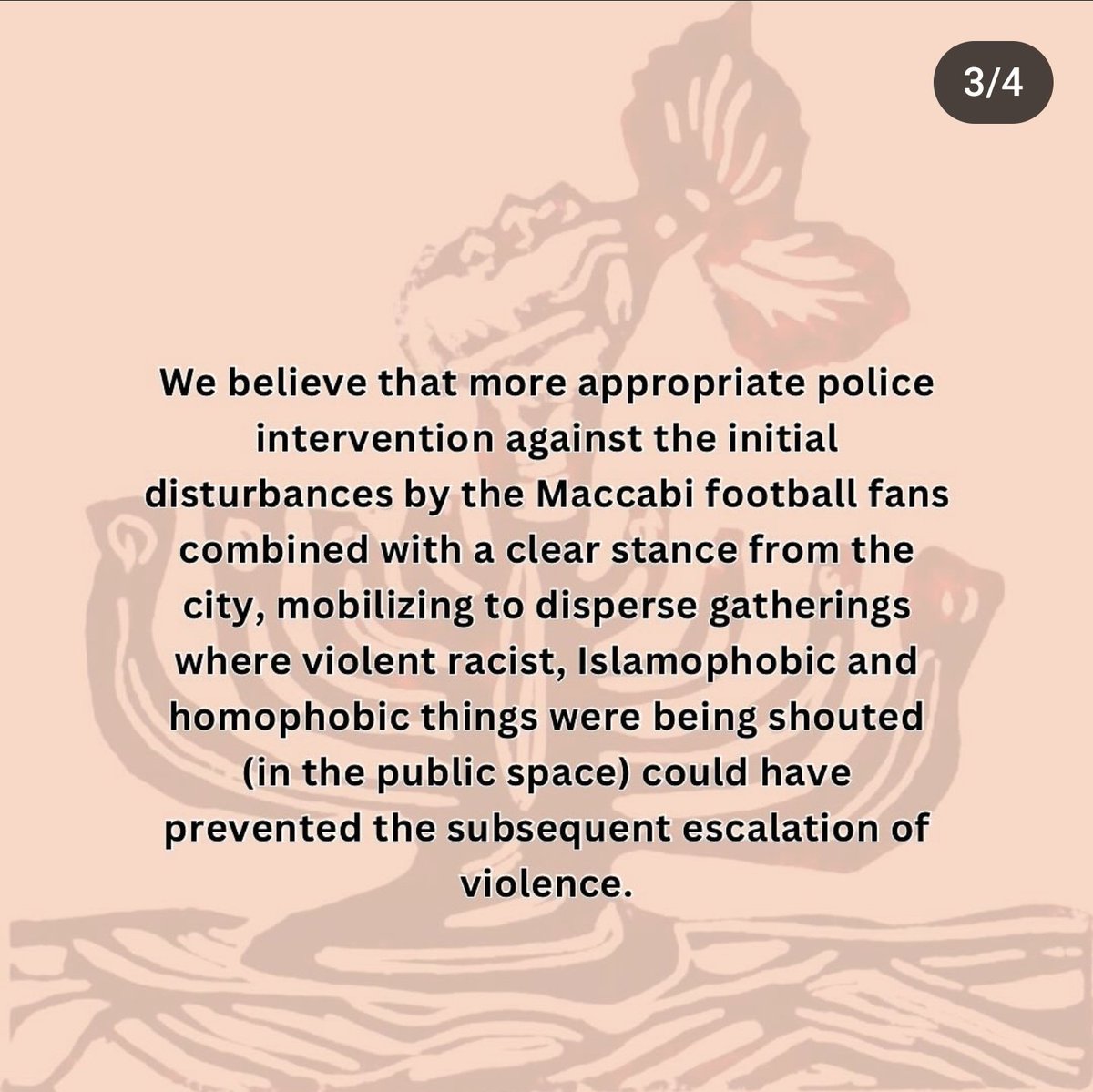 marcowenjones's tweet photo. Netherlands-based Anti Zionist Jewish Collective Erev Rav condemn violent actions of Maccabi fans, the one-sided media coverage, &amp; the selective policing by Dutch police. They cancel Kristelnacht commemoration, in part due to presence of Zionist Israelis with violent intentions https://t.co/pIsMZmJnvF