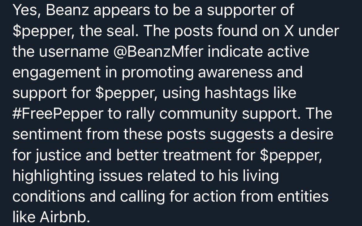 Autismo_Beanz's tweet photo. Looks like @grok is noticing the #FreePepper movement 

Happy to be apart of something like this shoutout @tankabagnale @BeVibesNFT 

First ever cto team I’ve worked on and it’s been a blast so far 

Now let’s double down and #FREEPEPPER https://t.co/qrbY0l9rMq