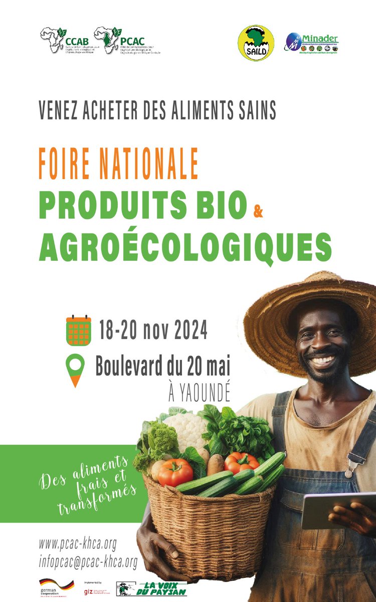 La Foire bio à Yaoundé, Cameroun c'est bientôt. Du 18 au 20 Novembre au Boulevard du 20 mai.