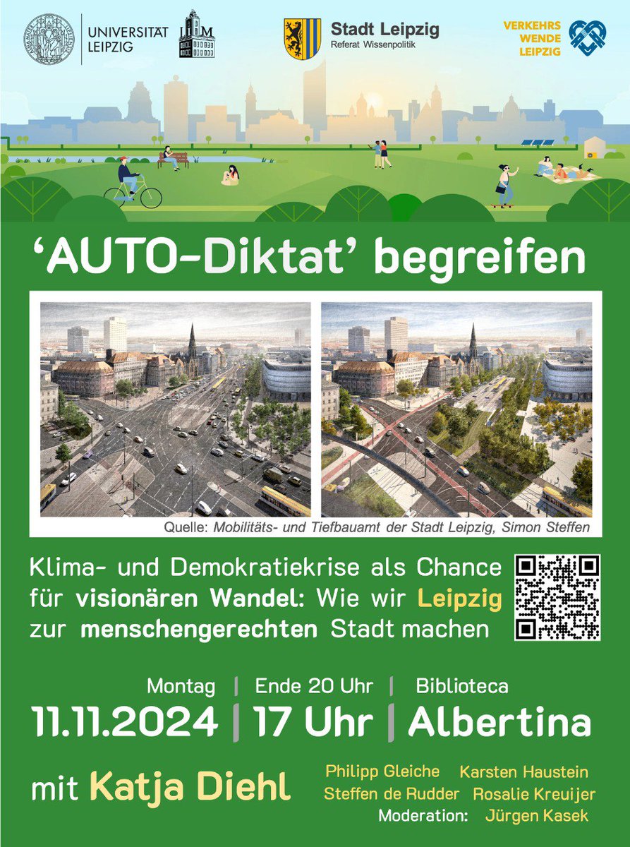 In 'Auto-Diktat begreifen' von <a href="/khaustein/">khaustein.bsky.social 🌍</a> geht es um Privilegien und #Flächengerechtigkeit sowie jahrzehntelang erlernte, kaum hinterfragte und gesellschaftlich akzeptierte Zustände im Straßenverkehr.

Vortrag mit anschließender Podiumsdiskussion mit Katja Diehl.
