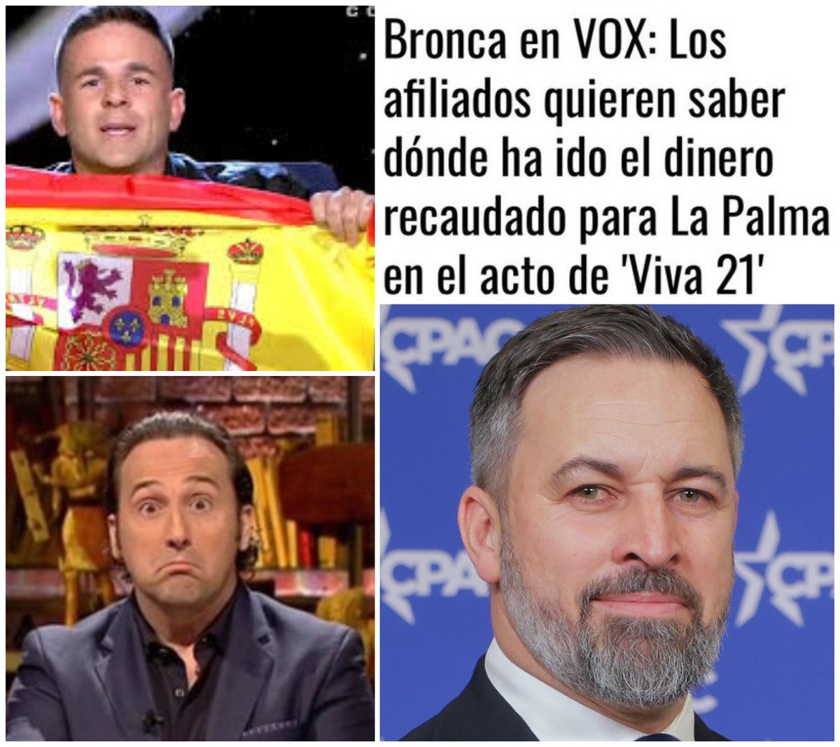 Los d NI UN DURO A CRUZ ROJA
Dicen q es mejor dárselo al mecánico cuñao, q hace rifas entre los pueblos y deja a medias la recaudación xq dice q hacienda le va a crujir, al bulero d los ovnis, o a V.O.X para q hagan magia potagia y desaparezca el dinero como en el volcán d palma.