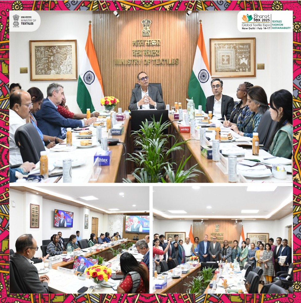 Bharat_tex's tweet photo. Multilateral Organisations and development partners pledge support to #BharatTex. Open House chaired by Shri Rohit Kansal, Additional Secretary, discusses pathways of engagement. Collaborations and partnerships around employment, sustainability, MSME and Gender. #Bharat Tex 2025-India’s largest global textile event scheduled for 14-17 February 2025 at Bharat Mandapam, New Delhi.

#BharatTex2025 #GlobalTextileExpo #TextileFashion #Sustainability #ForeignMission #NewDelhi #TextileIndustry #FashionForFuture #MumbaiRoadshow

@girirajsinghbjp | @TexMinIndia | @TexprocilIndia | @Matexil_Srtepc | @aepcindia | @cepcindia | @mygovindia | @CMAI_Official | @epchindia | @HEPC_India | @ISEPC1 | @jpdepcIndia | @pdexcil | @wwepcindia | @wooltexpro | @RIL_Updates | @GrasimInd | @TridentGroupGLB
 @BritishCouncil @UNESCO  @UNIDO  @unwomenindia @UNDP @UNDP_India