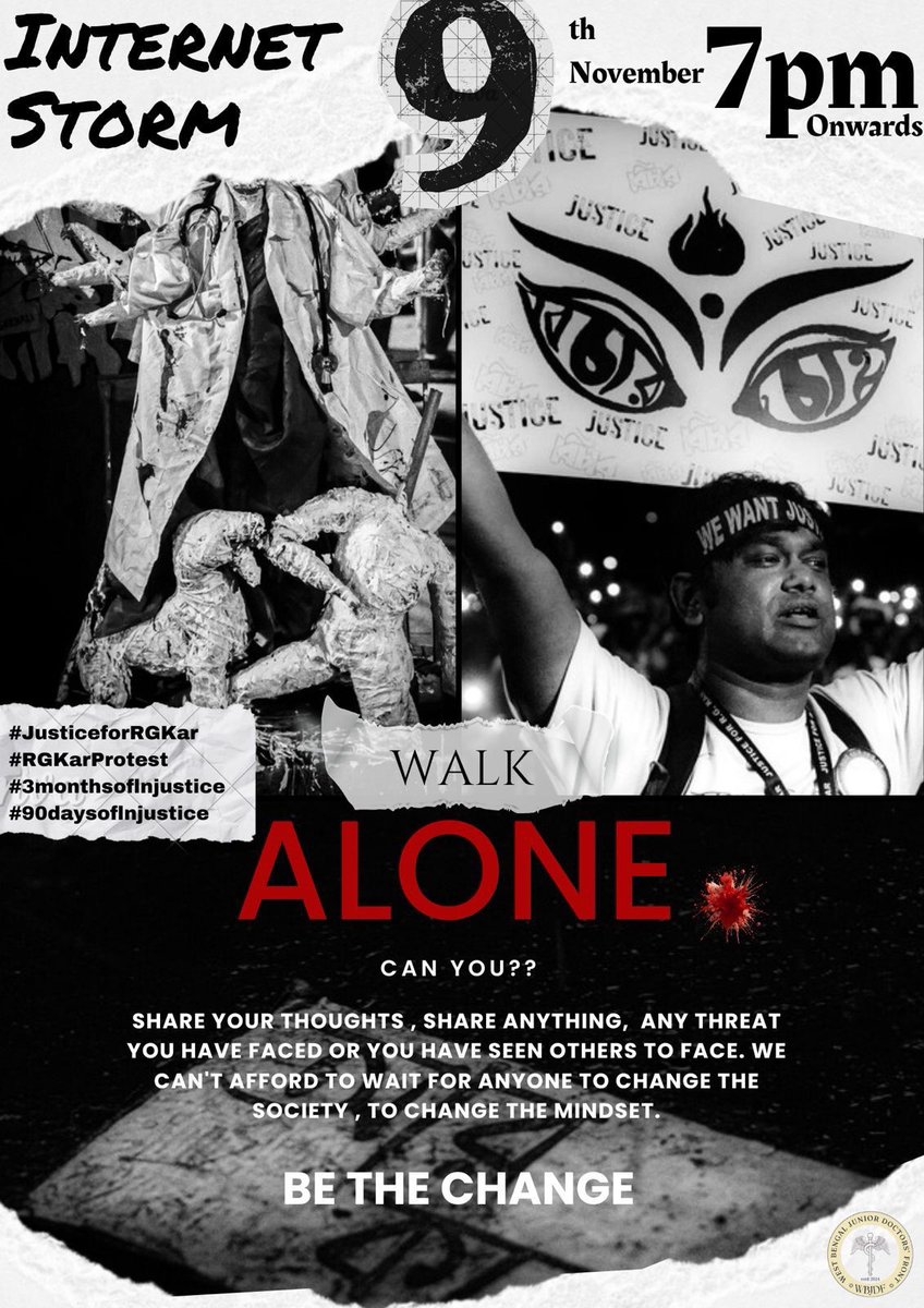 DrDivyanshSingh's tweet photo. 3 months of everyone demanding justice. 3 months of Abhaya’s parents and common people crying on streets. As a woman do you feel safe yet? Can you walk alone on streets without fear yet?
#JusticeforRGKar
#RGKarProtest
#3monthsofInjustice
#90daysofInjustice https://t.co/0aaArPZIwP