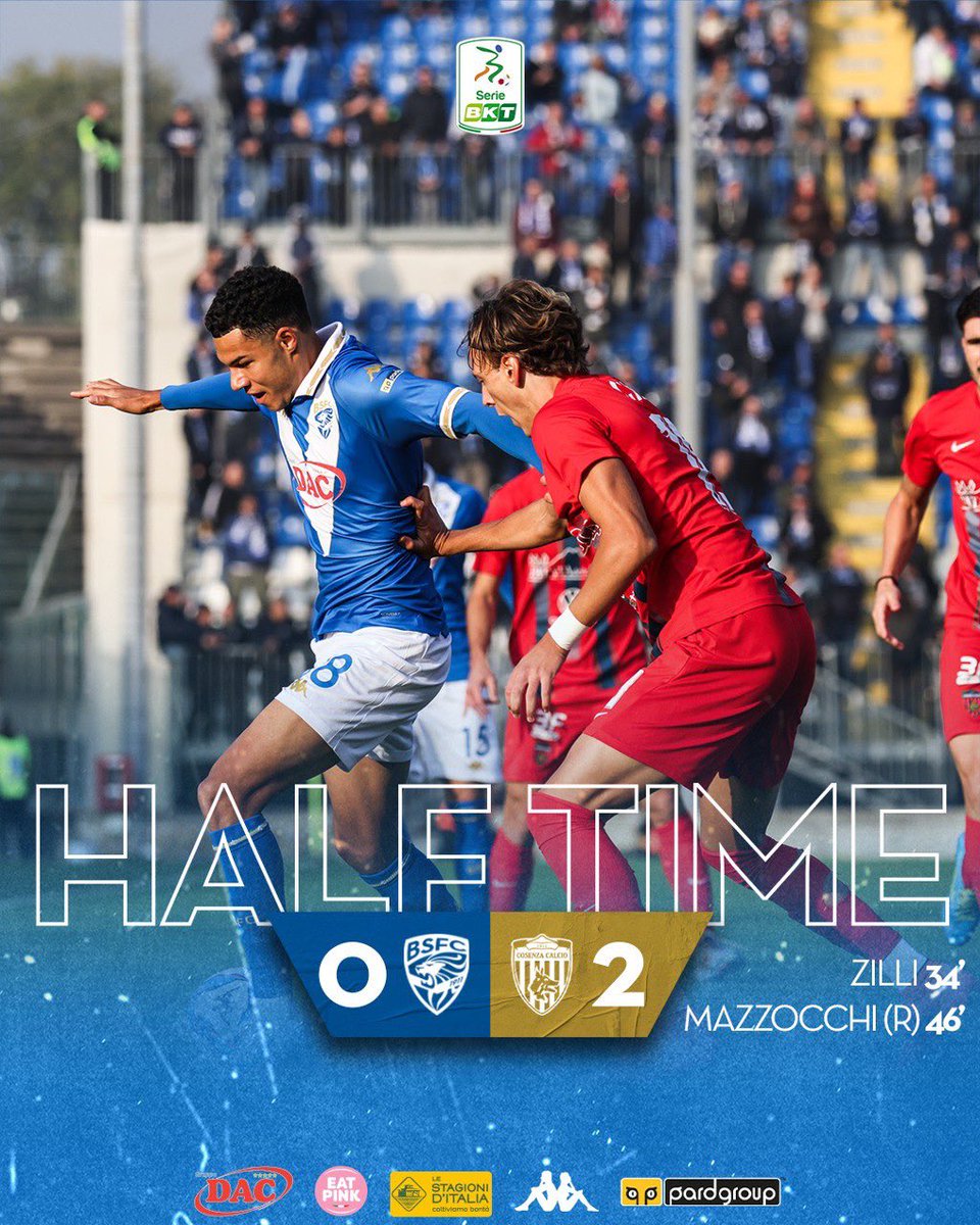 BresciaOfficial's tweet photo. 45’ | HALF TIME ⏸️
Termina 0-2 il primo tempo
Dai ragazzi, non molliamo💪🏼
#BRECOS #ForzaBrescia https://t.co/KEfxf4GNP0