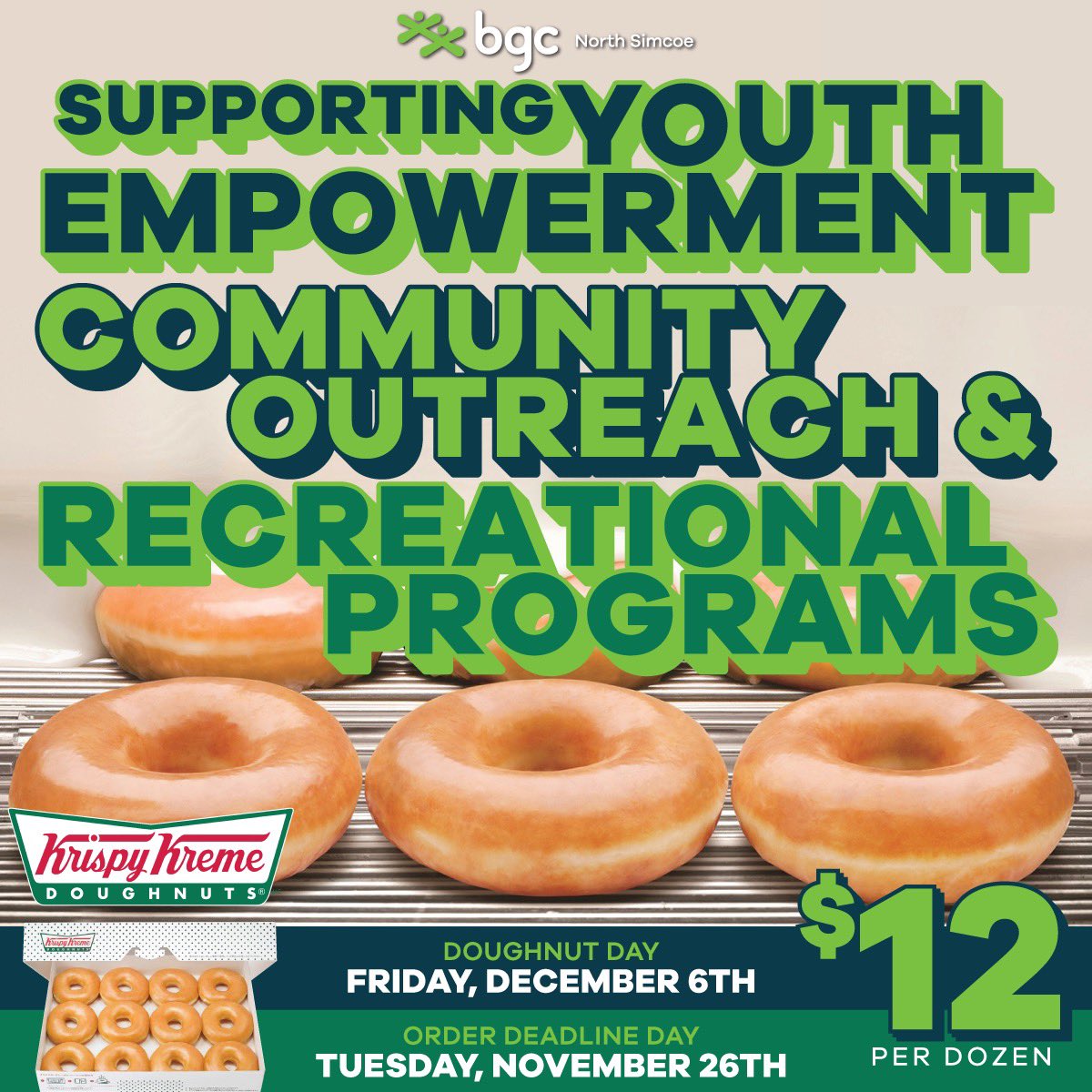 Krispy Kreme makes for a delicious Friday Treat for you, for a friend, gift to a neighbour… Funds raised go directly back into supporting the children and youth in our community!
To order: zeffy.com/en-CA/ticketin…