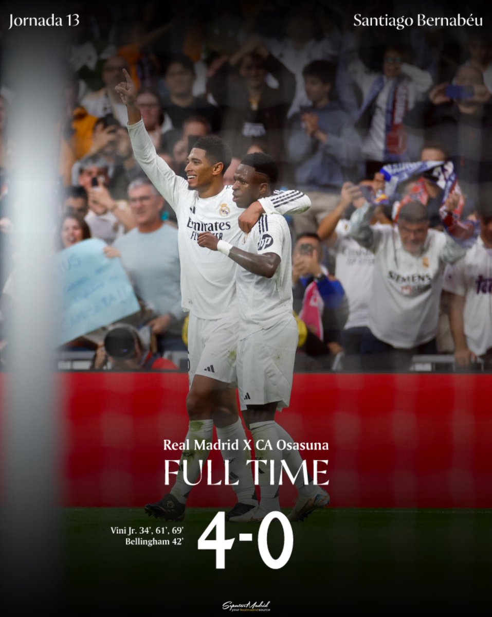 SeputarMadrid's tweet photo. 🏁 THREE IMPORTANT POINTS BEFORE THE INT. BREAK!

Real Madrid ⚪️ 4-0 🔴 CA Osasuna.

#LALIGAEASPORTS

Who was your MVP? 🤔 https://t.co/ToEqzrj8l2