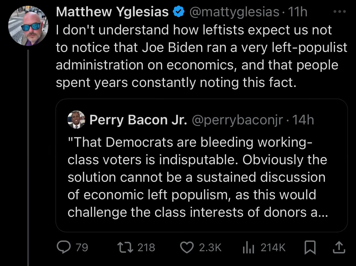 These claims never take into account the popular Covid programs that were rolled back or all the popular programs that supposedly weren’t possible because of Manchin and the Parliamentarian or the fact that the administration itself explicitly moved away from this agenda.