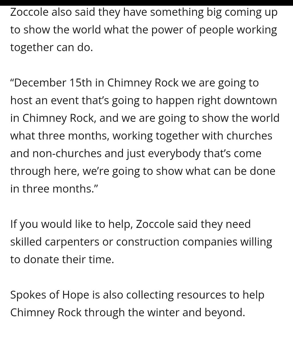 HeleneHelpWNC's tweet image. Spokes of Hope have been working in #ChimneyRock &amp;amp; have a celebration planned on 12/15. They still need volunteers. #HeleneNC