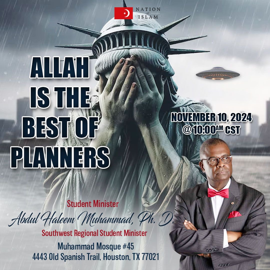 As Salaam Alaikum! Lady Liberty was a gift from France celebrating the “emancipation” of the enslaved. She was the first sight of European immigrants coming to Ellis Island in New York. In Houston? Come find out what Allah(God’s) plan is. #NOISundays #prophesy #fulfillment