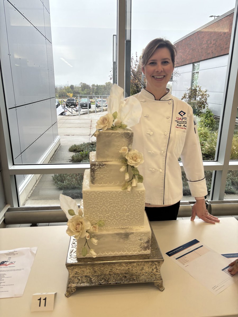 kellimarks's tweet image. Finished my cake. The critique was helpful. There’s definitely some things that I need to do differently for competition cakes. But overall they seemed to like it. I’ll find out my score this afternoon.