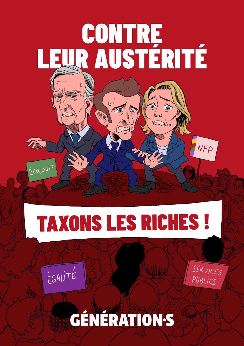 Début de la campagne <a href="/GenerationsMvt/">Génération·s</a> pour soutenir le programme du #NFP 

Contre l’austérité, taxons les riches ! 

Une autre politique est possible, rejoignez-nous generation-s.fr/adhesion/