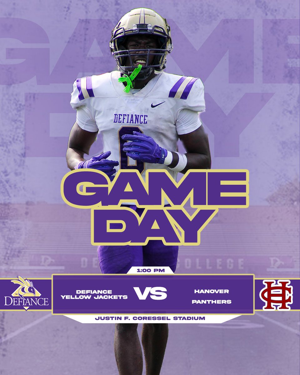 GAMEDAY!!!! 1PM!!
<a href="/defiancecollege/">Defiance College</a>
#ForOurSeniors
#intotheswarm
#DCFootball
#YellowJackets