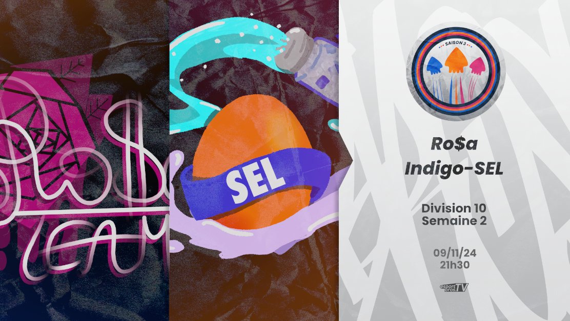 <a href="/Club_ASC_Esport/">Club ASC Esport</a> @Citrus_0x <a href="/SplashMirrors3/">Splash Mirrors 3</a> <a href="/Julien192_/">Julien192</a> <a href="/ink_souls/">Ink Souls</a> <a href="/JaysorAwk/">awaken!</a> <a href="/SquiddingGood/">Squidding Good</a> <a href="/UnknownNumberSp/">Unknown Number</a> <a href="/SplatDiamond/">SplatDiamond</a> <a href="/ChromAnar_spl/">Chromatic Anarchy</a> Le match initialement prévu à 21h30 est reporté, nous vous proposerons le match de division 10 entre Ro$a et Indigo-SEL à la place.