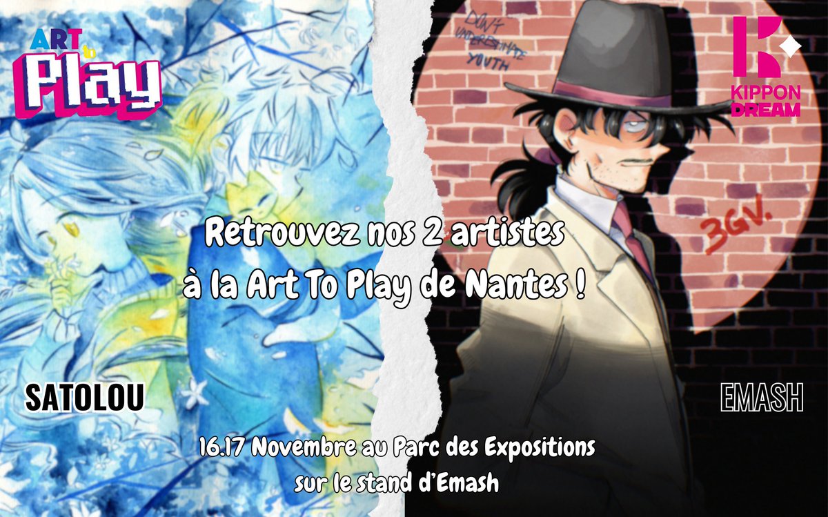 KipponDream's tweet photo. Le week-end prochain retrouvez @SaTetLiT &amp; @Em4sh à Nantes pour la célèbre Art to Play 🎮

Rendez-vous dans le hall des artistes pour rencontrer nos deux auteurs 🖋️ https://t.co/cxbQsOZ3Ej
