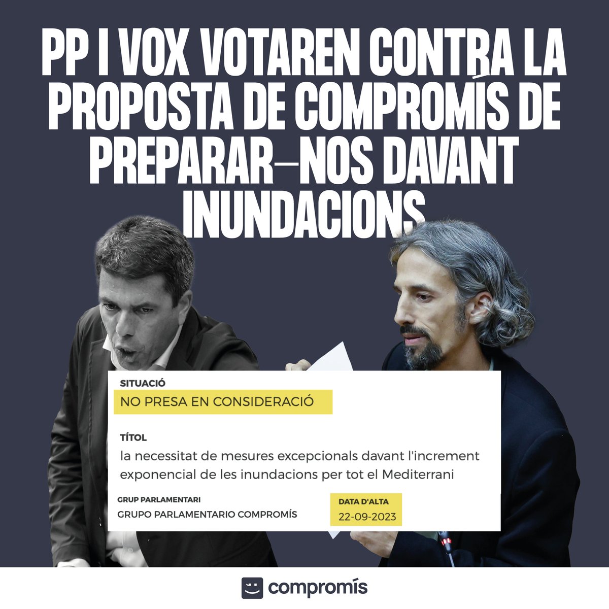 Mazón és el cap d'un govern negligent.

Vox són els còmplices negacionistes que el van posar i el mantenen al capdavant.

No ho oblidem.