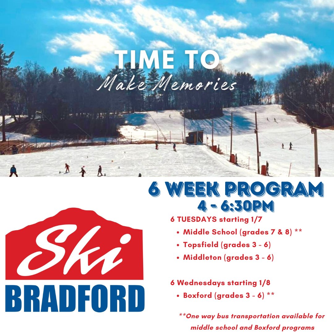 REMINDER: Last day to register for elementary and middle school SKI BRADFORD programs is November 12th at noon.
More info and link to registration: tritowncouncil.org/horizons-progr…