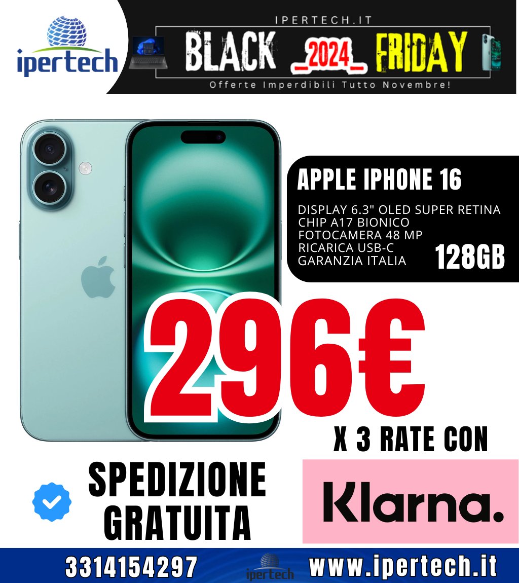 ipertechworld's tweet photo. 🖤 Black Friday da Ipertech: l'opportunità che stavi aspettando! 🖤  
#apple #BlackFriday #blackfridaysale #iphone  #8novembre #Trump #iPhone16 #Santapp #memecoins #ipertech https://t.co/mi6rBpPK8r