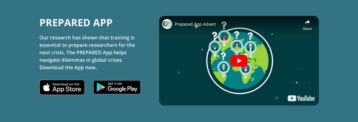 Our research has shown that training is essential to prepare researchers for the next crisis.

The PREPARED App offers bite-sized guidance &amp; case studies to help navigate dilemmas in global crises.
Download for Android &amp; iOS ➡️ prepared-project.eu/app/

#EthicsOnTheGo #PREPAREDApp