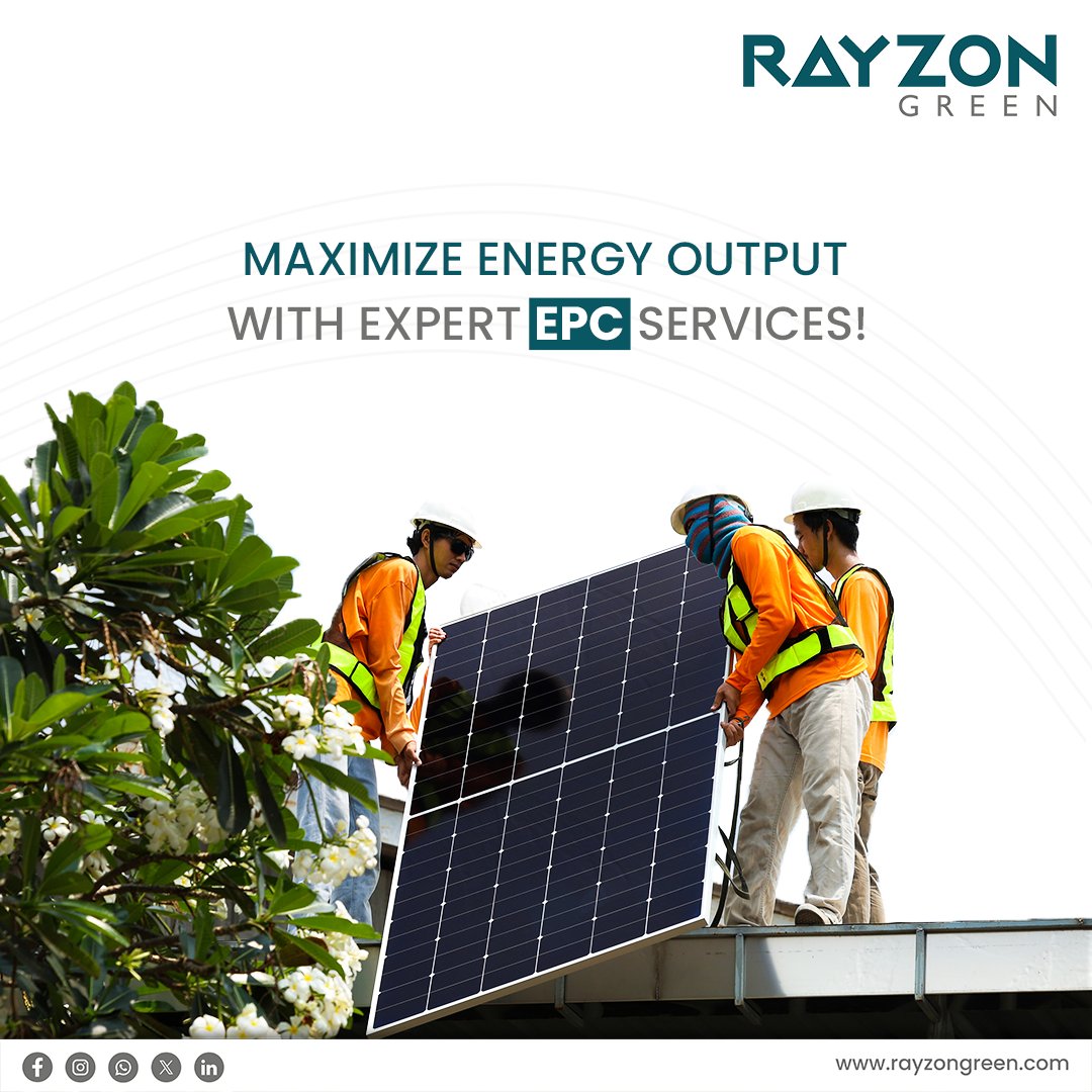 rayzon_green's tweet photo. Maximize your solar energy output with expert EPC services by Rayzon Green! We deliver tailored solar solutions that ensure efficiency, reliability, and a seamless transition to clean energy. Power your future with our end-to-end expertise in solar installations. 

#EPCServices https://t.co/3nBqVzWWy7