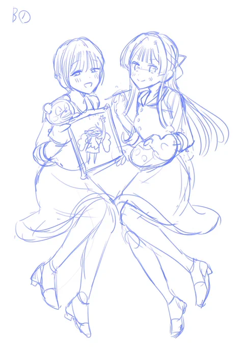 11thころちゃん&amp;静香フラスタのラフ案と完成絵!B案はころちゃんの表情2種類用意しまして2つめの表情になりました!画伯静香のドヤ顔と良い感じの対比になっててお気に入りです 