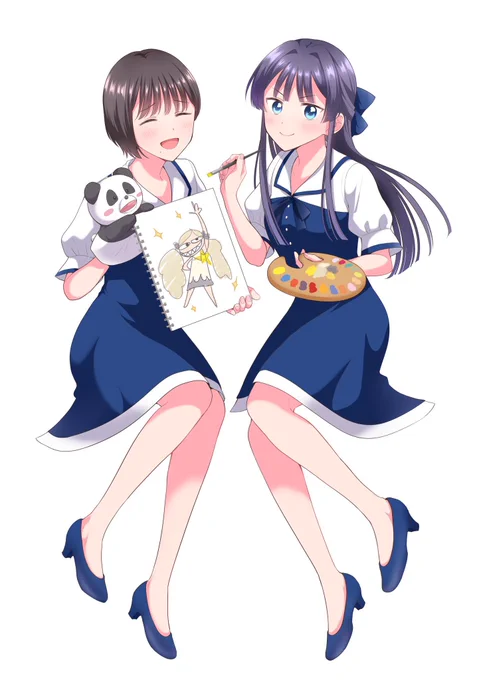 11thころちゃん&amp;静香フラスタのラフ案と完成絵!B案はころちゃんの表情2種類用意しまして2つめの表情になりました!画伯静香のドヤ顔と良い感じの対比になっててお気に入りです 