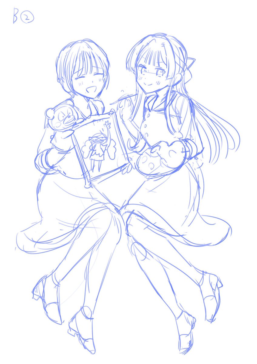 「11thころちゃん&amp;静香フラスタのラフ案と完成絵!B案はころちゃんの表情」|藤咲@商業TL連載中のイラスト