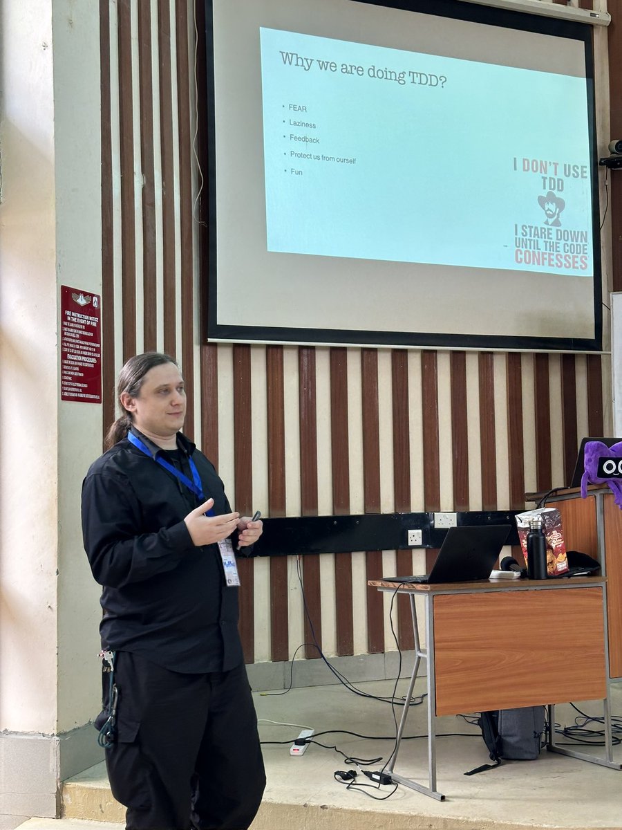 <a href="/BitPogo/">Matthias Geisler</a> doing a session on TDD with Kotlin (and for beginners) at #DevfestNyeri