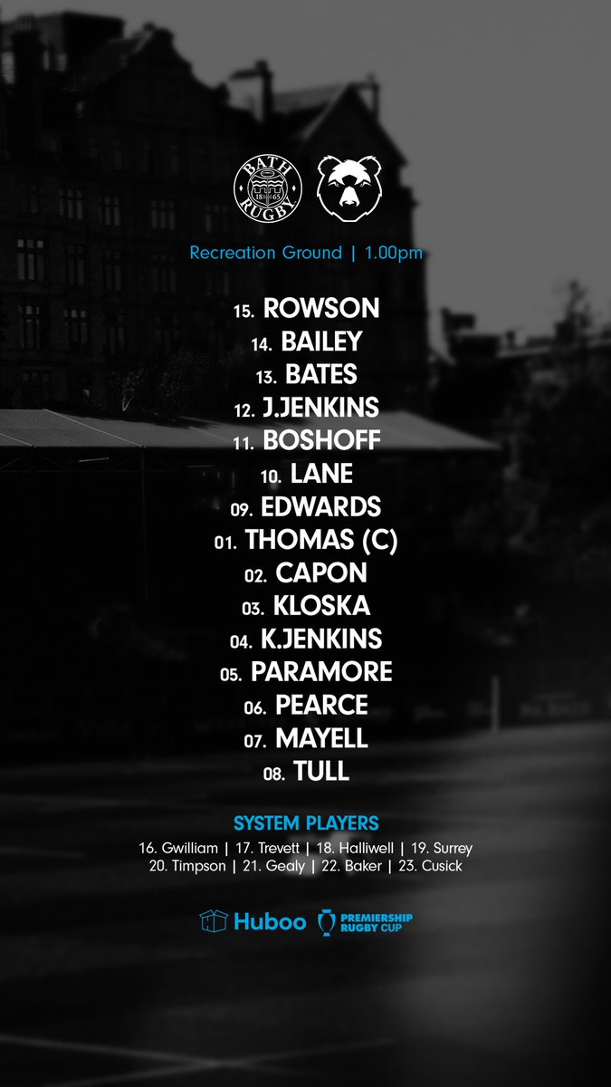 Confirmation of today’s team news 📰 

A potential debut from the bench for 17-year-old Academy scrum half Cai Gealy 🐾 

#BATvBRI | #BristolBears