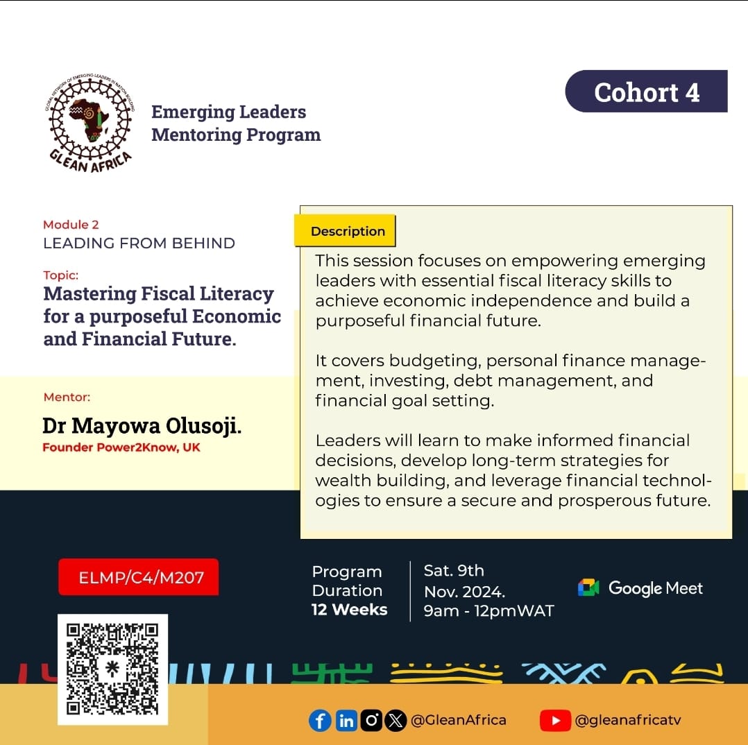 Today at ELMP, It's all about personal financial leadership. Never be in a hurry to invest, ask questions about how the investment makes money. <a href="/mayowa_olusoji/">CoachMO</a> thank you so much for your volunteering time today <a href="/GleanAfrica/">GLEAN AFRICA</a>. You are indeed a mentor of mentors.