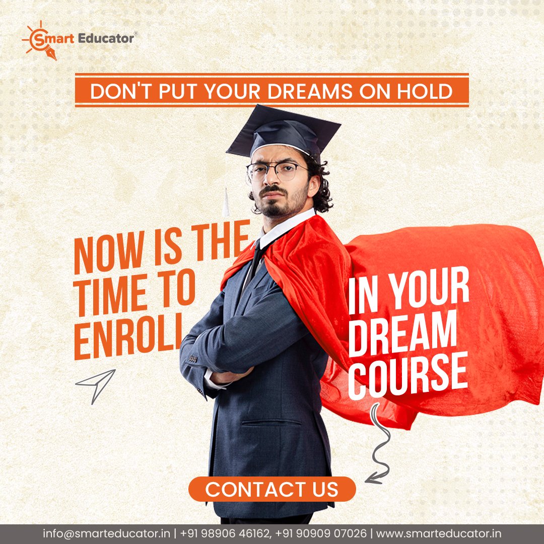 smart_educator's tweet image. No more excuses, no more delays!

Enroll now in India's best online courses at Smart Educator and take the first step towards making your dream career a reality. 🎯

📞 9890646162,9090907026

#smarteducator #OnlineMBADegree #onlinegraduation #leadershipskill #onlineclasses2024