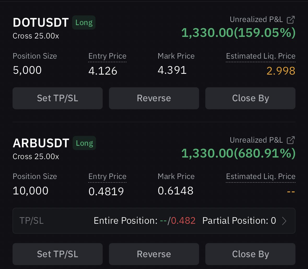 okb1t's tweet photo. $dot and $arb profits
#crypto #trading #polkadot #arbitrum https://t.co/HTn5zVABYq