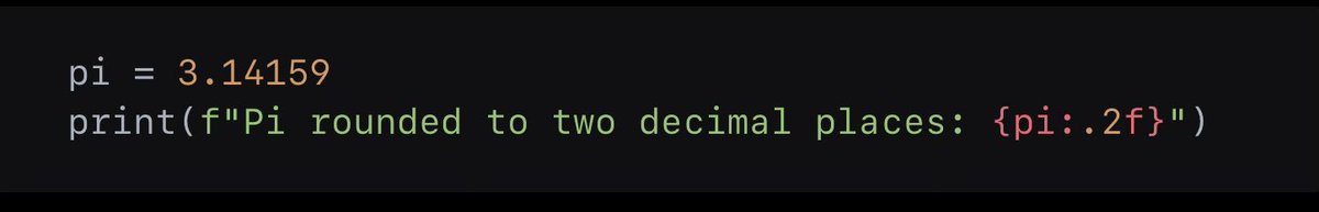 iv_orr's tweet image. f-strings allow you to control number formatting easily. For example, you can round numbers to two decimal places. #Python #fstrings