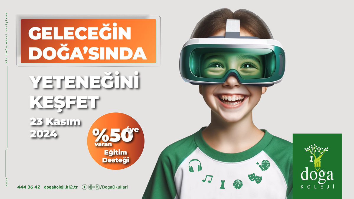 Sanattan spora, bilimden teknolojiye… Doğa’da her şey mümkün! 23 Kasım’da Yetenek Değerlendirmesi'ne katıl, sen de hayallerine bir adım at! 

Başvuru için: dogakoleji.k12.tr/basvurular/yet…

#DoğaKoleji #GeleceğinDoğası